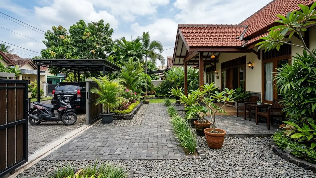 Inspirasi Halaman Rumah Anti Becek/AI Generated