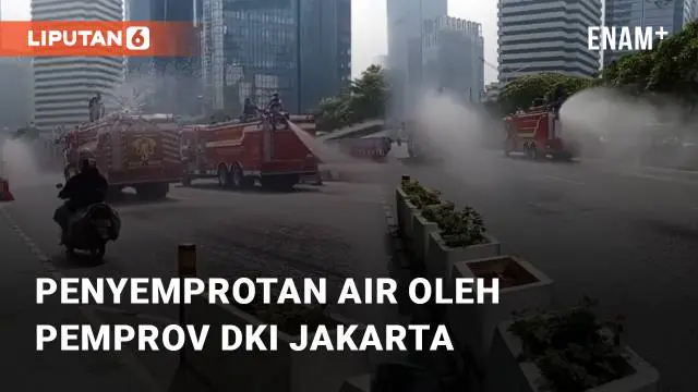 Pemprov DKI Jakarta respon suhu dan cuaca panas yang memperburuk kondisi lingkungan. Pemprov DKI Jakarta serta Polda Metro Jaya lakukan aksi penyemprotan air pada Rabu (23/08/2023)