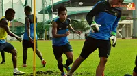 Andik Vermansyah berlatih di lapangan Inspen, Putrajaya, Malaysia, jelang pertandingan melawan Timnas Singapura, rabu 28 November 2012 di Stadion Bukit Jalil, Kuala Lumpur Malaysia.
