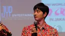 2PM saat menggelar konferensi pers  di salah satu mall di kawasan Kuningan Jakarta Selatan, Jum'at, (27/3/2015). 2PM akan menghibur fansnya di Indonesia pada  28 Maret 2015 di Istora Senayan, Jakarta (Liputan6.com/Faisal R Syam)