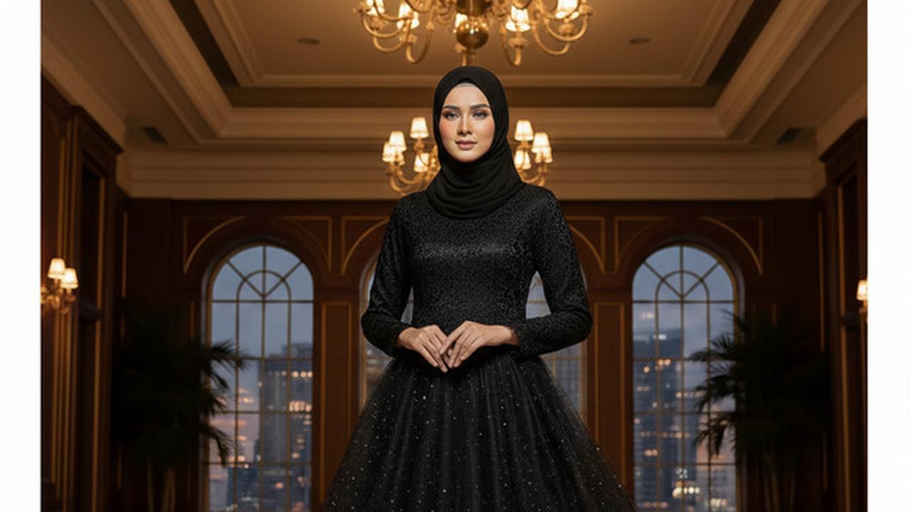 8 Model Gamis Hitam Syar'i dengan Kombinasi Lace 2025, Menawan untuk Acara Formal