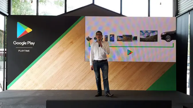 Regional Director Google Play Asia Pacific, James Sanders saat gelaran Google Playtime di Singapura, Kamis (2/11/2017) kemarin. Liputan6.com/ Agustinus Mario Damar