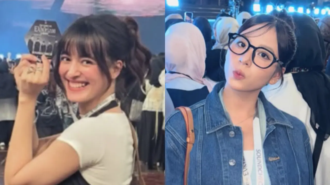 Mawar Eva dan Zee Asadel saat Menyaksikan EXO di Jakarta. [@mawar_eva/@zeeasadel]