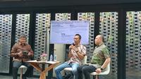 Sekretaris Jenderal AFPI periode 2019-2023, Sunu Widyatmoko dalam sesi konferensi pers Kartel Bunga Pinjol di Jakarta, Rabu (14/5/2025). (Maulandy/Liputan6.com)