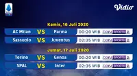 Jadwal Serie A di Vidio pekan ke-33. (SUmber: Vidio)