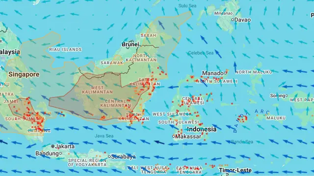 Sebaran Titik Api dan Kabut Asap Kebakaran Hutan
