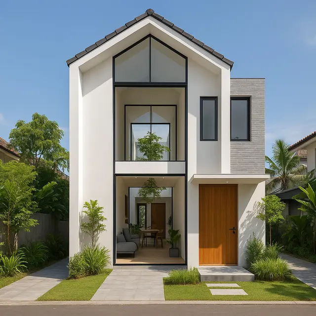 Desain Rumah 6X10 Memanjang 2 Lantai/Ilustrasi gambar oleh AI