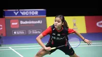 Tunggal putri Indonesia, Bilqis Prasista, saat tampil di perempat final Piala Uber 2022, di Impact Arena, Bangkok, Kamis (12/5/2022). (PBSI)