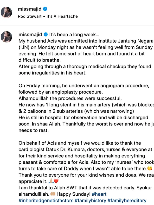 Unggahan Sheila Majid. (Foto: Dok. Instagram @missmajid)