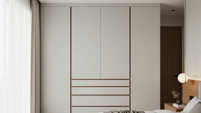 Kamar dengan Lemari Dinding Berpanel Laci Rahasia