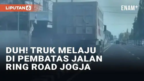 VIDEO: Viral Truk Melaju di Atas Pembatas Jalan Ring Road Yogyakarta, Barier Sampai Terlempar