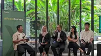 Diskusi potensi dan tantangan mobil listrik di indonesia pada acara #PraxisSuvey Vol.5, yang dihadiri oleh EVP Retail Product Development PT PLN (Persero), Sekjen HIPMI Otomotif, Content Creator, Director of Public Relations Praxis (Foto : Satria Aji Saputra)
