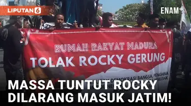 Demonstran Tuntut Gubernur Khofifah Keluarkan Aturan Larang Rocky Gerung Masuk Jatim