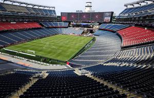 Pemandangan umum (a general view) lapangan sepak bola di dalam Stadion Gillette sebelum pertandingan MLS antara New England Revolution dan FC Cincinnati di Stadion Gillette pada 15 Maret 2026 di Foxborough, Massachusetts. (Maddie Meyer/Getty Images via AFP)
