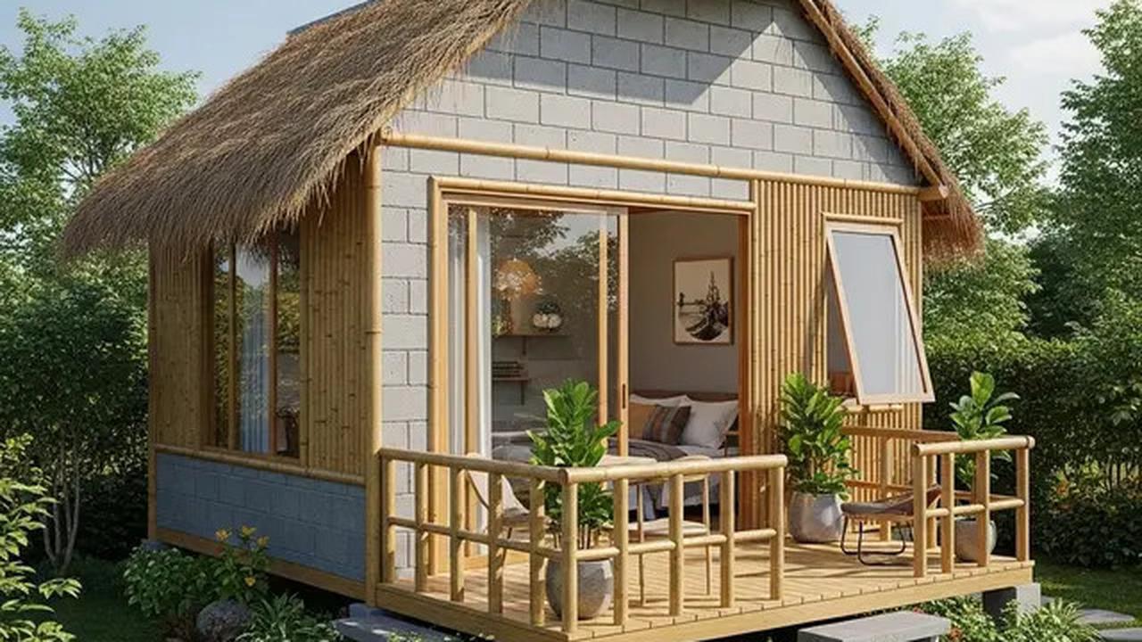 7 Model Rumah Kecil Tapi Cantik 4x6 Meter dari Batako dan Bambu dengan Teras dan Taman Mini