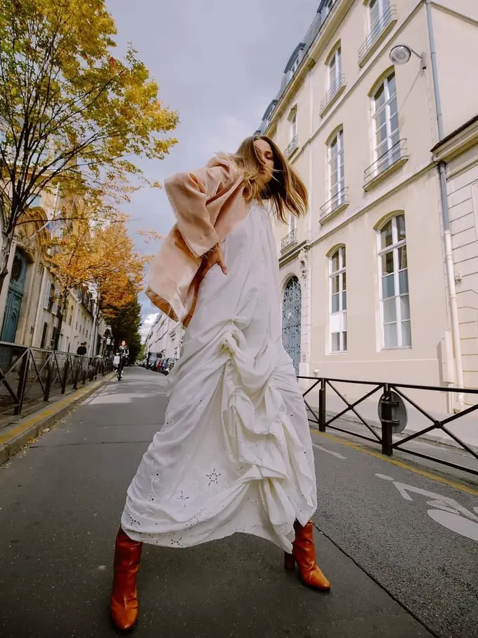 Sean Sheila layered organza suit at Paris Fashion Week 2020