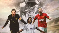 Ilustrasi - Lionel Messi, Raul Gonzales, Paul Scholes dan Gol Tangan Tuhan (Bola.com/Adreanus Titus)