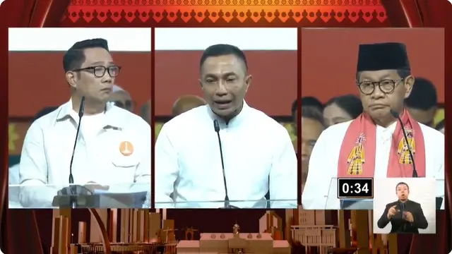 Calon Gubernur (Cagub) nomor urut 1 Ridwan Kamil, Cagub nomor urut 2 Dharma Pongrekun, Cagub nomor urut 3 Pramono Anung.