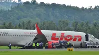 Lion Air tergelincir di Gorontalo belum dievakuasi. Foto: (Arfandi Ibrahim/Liputan6.com)