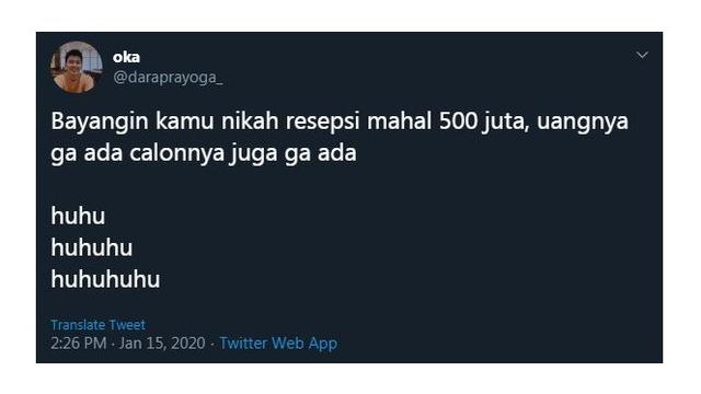 Cuitan Kocak Saat Bayangin ‘Nikah 500 Juta’ Ini Sukses Bikin Cengar Cengir