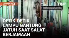 Ngeri! Lampu Gantung Masjid di Narogong Jatuh Saat Sholat Berjamaah