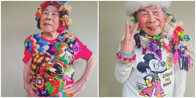 Nenek Ceria Jadi Model Baju  Rajut  Cucunya Fotonya Memikat 