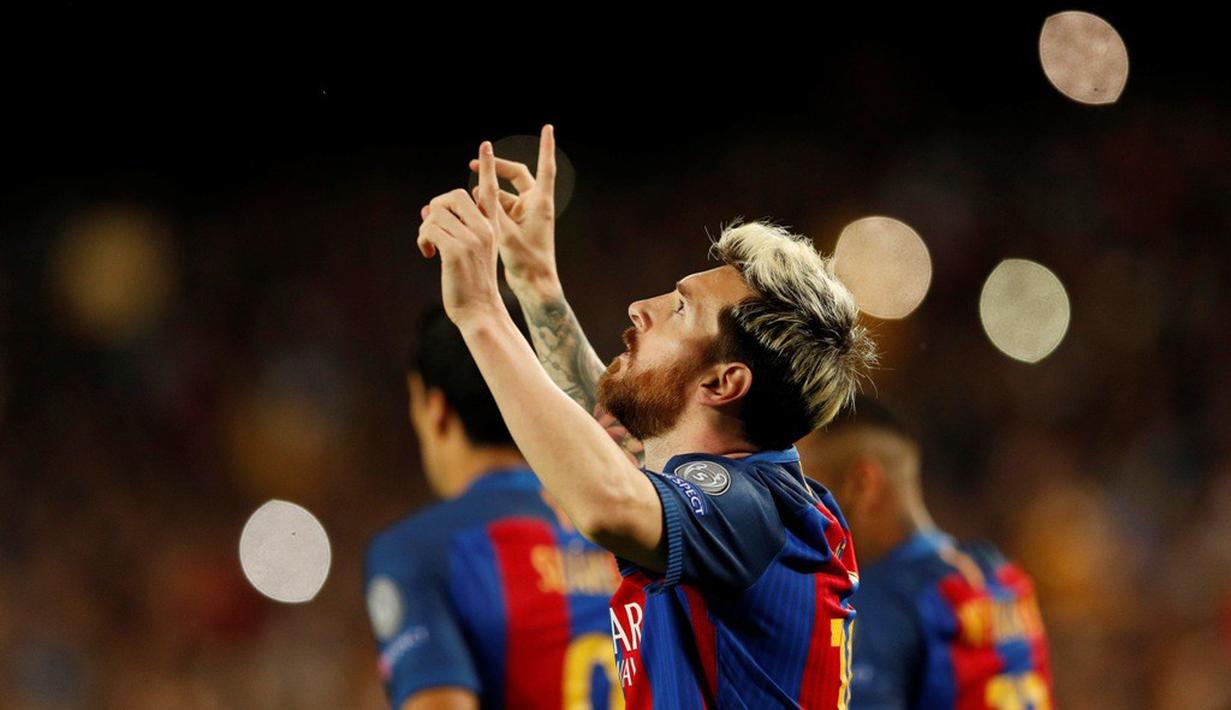 Hattrick Lionel Messi ke gawang Manchester City, Kamis (20/10/2016) dini hari WIB, merupakan yang ke-7 di Liga Champions sekaligus menjadi rekor pencetak hattrick terbanyak. (Action Images via Reuters/John Sibley)