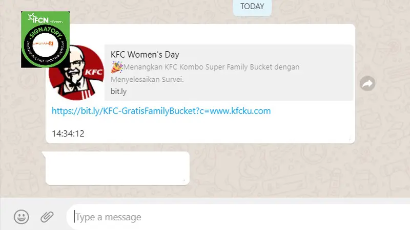 Hoaks Promo KFC Peringati Hari Perempuan Sedunia