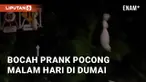 Sekelompok bocah di Kota Dumai membuat prank pocong di malam hari. Aksi mereka membuat heboh warga sekitar