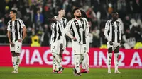 Juventus menelan kekalahan 2-4 dari Empoli lewat adu penalti setelah bermain imbang 1-1 selama 120 menit pada perempat final Coppa Italia di Allianz Stadium, Kamis (27/02/2025) dini hari WIB. (Marco Alpozzi/LaPresse via AP)