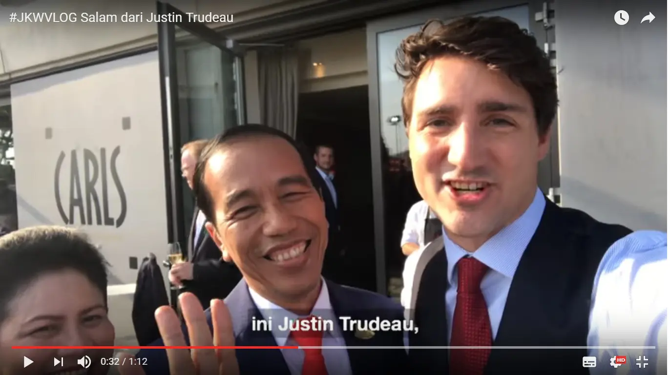 Vlog Presiden Jokowi bersama PM Kanada Justin Trudeau