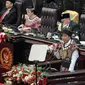 Dalam pidato kenegaraan, Jokowi menyampaikan berbagai isu mulai dari permasalahan rakyat hingga perekomonian, hilirisasi, serta perkembangan penanganan stunting di Indonesia. (Liputan6.com/Faizal Fanani)