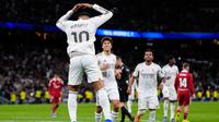 Selebrasi Kylian Mbappe dalam laga Liga Spanyol antara Real Madrid vs Sevilla, Minggu (21/12/2025). (AP Photo/Manu Fernandez)