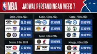 Jadwal pertandingan bola basket NBA Season 2024/25 pada week ke 7 di Vidio. (sum. doc. vidio.com)