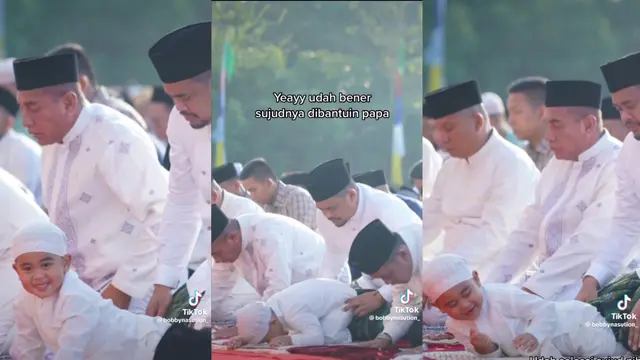 Momen Salat Id Pertama Nahyan Bareng Bobby Nasution, Masih Belajar Sujud dengan Benar