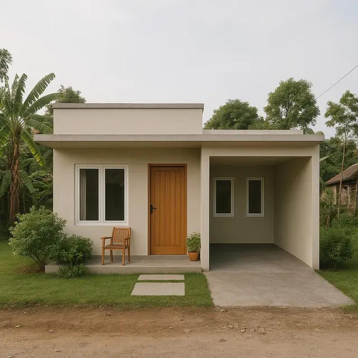 7 Gambar Rumah Sederhana Ukuran 6x9 di Kampung dengan Atap Datar
