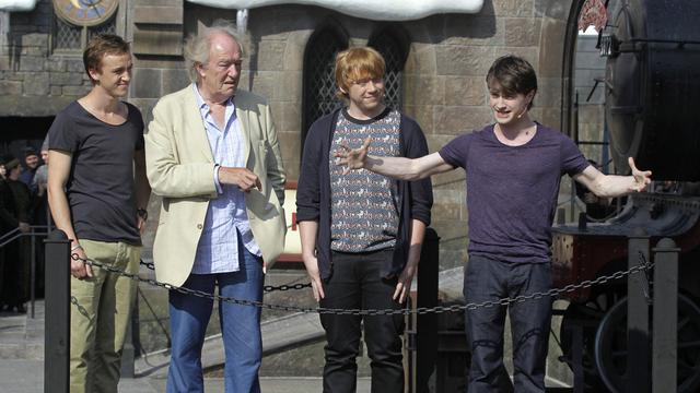 Tom Felton, Michael Gambon, Rupert Grint, dan Daniel Radcliffe  pada 2010. (AP Photo/John Raoux, File)