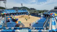 Tim Voli Pantai Putra Indonesia kalah dari Australia dalam AVC Beach Volleyball Continental Cup Semi Final &amp; Final yang digelar di Ningbo, China. Hasil ini sekaligus mempuskan harapan tim voli pantai putra Merah Putih untuk berlaga d Olimpiade Paris 2024. (Istimewa)