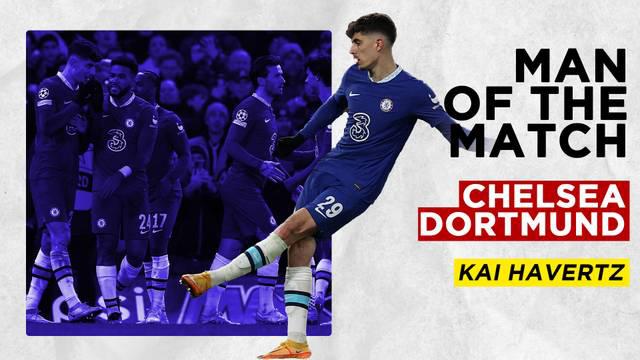 Berita Motion grafis catatan gemilang Kai Havertz saat cetak gol penentu dan dinobatkan sebagai man of the match, saat Chelsea menang atas Borussia Dortmund Rabu (8/3/2023).