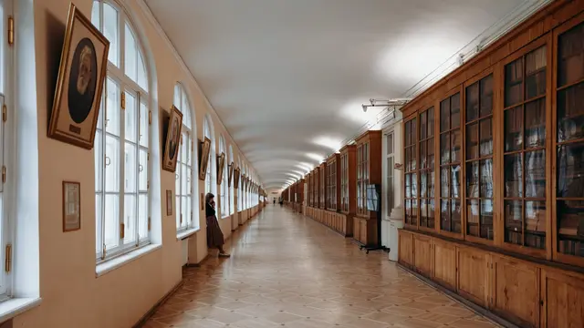 Lorong perpustakaann di Universitas Negeri St Petersburg.