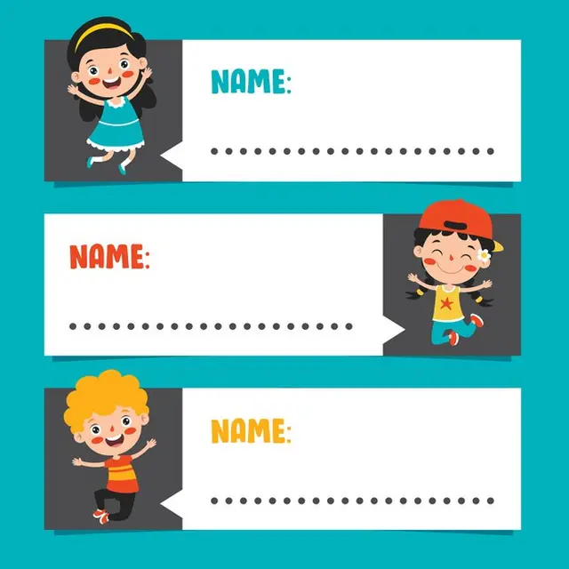 ilustrasi template label nama anak
