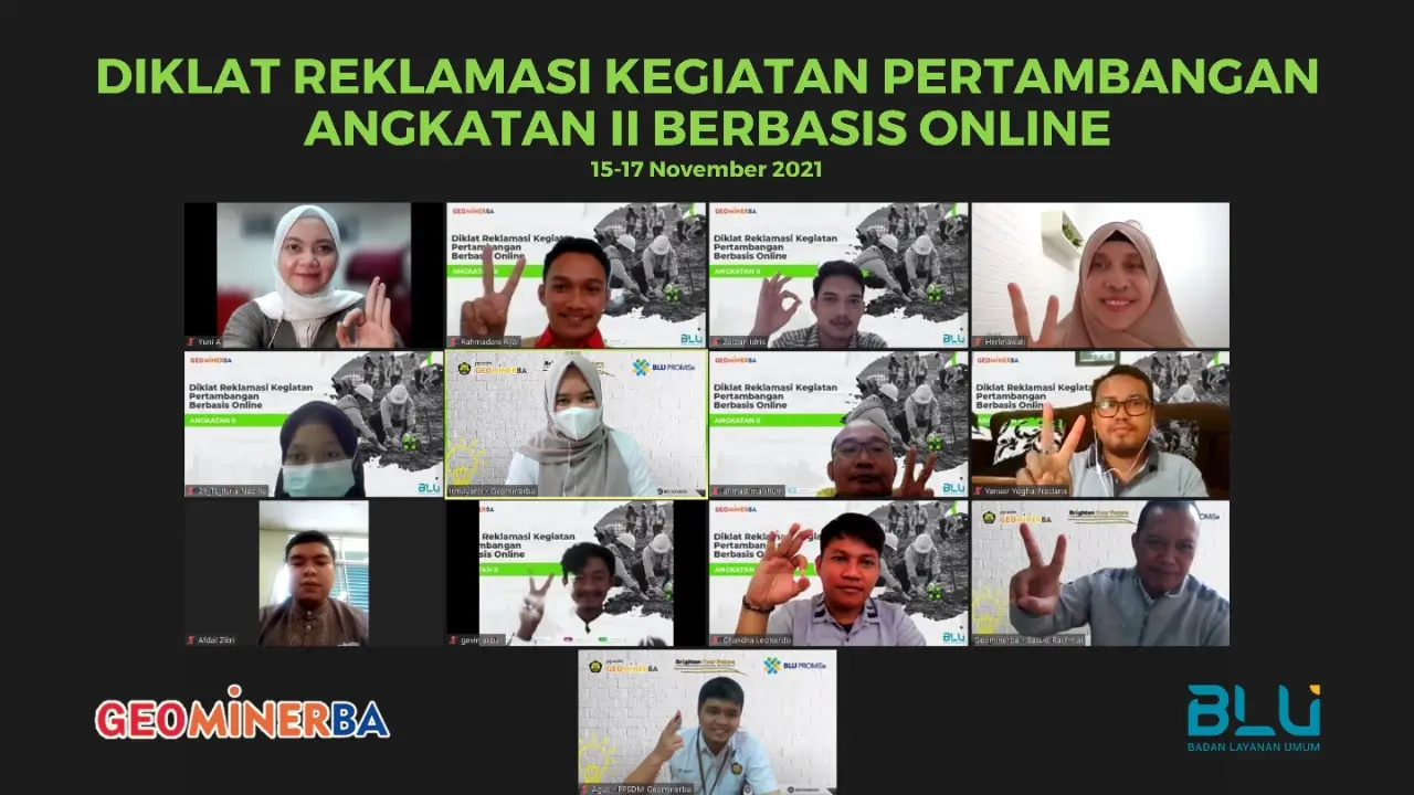 Peserta Diklat Reklamasi pada Kegiatan Pertambangan Mineral dan Batubara.