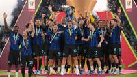Inter Milan berhasil menambah gelar mereka pada musim ini dengan menyabet juara Coppa Italia pada Rabu (13/05/2026) malam waktu setempat. (AP Photo/Andrew Medichini)