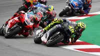 Valentino Rossi pada balapan MotoGP Catalunya, 27 September 2020. (AP Photo/Joan Monfort)