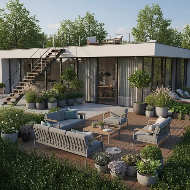Contoh Rumah 1 Lantai Atap Dak untuk Kebun Mini