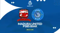 Cover prediksi Madura United vs PSBS Biak - BRI Super League. (Bola.com/Gregah Nurikhsani)