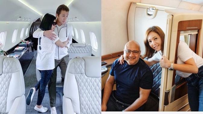 Beda Gaya Syahrini dan Maia Estianty Saat Naik Jet Pribadi (Sumber: Instagram/princessyahrini/maiaestiantyreal/)