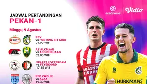Jadwal Eredivisie 2026/27 Week 1: PSV, Ajax, Hingga Derby Rotterdam di Vidio