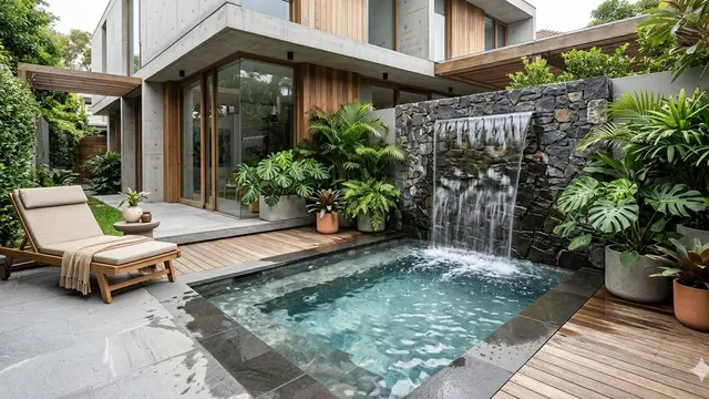 Desain Rumah Sejuk dengan Kolam Air Mini (Foto: Gemini AI)