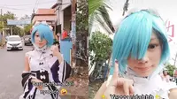 Viral, Seorang Gadis Gunakan Kostum Anime Saat Datang Ke TPS Di Surabaya. Sumber: TikTok/@shinamouri